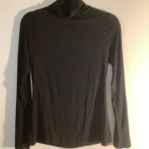 April Turtleneck Long Sleeve Slim Fitted Soft Lightweight Top, Black, Size L